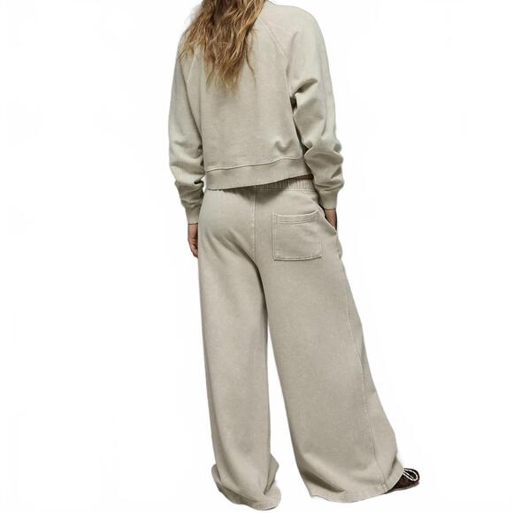 AE Everyday Luxe Wide-Leg Sweatpant American Eagle NWT Green Medium - Picture 2 of 6